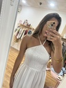 vestido fruncido pico