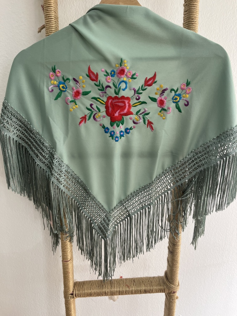 [39317verdejabonoso] Manton flamenca niña (Verde Jabonoso)