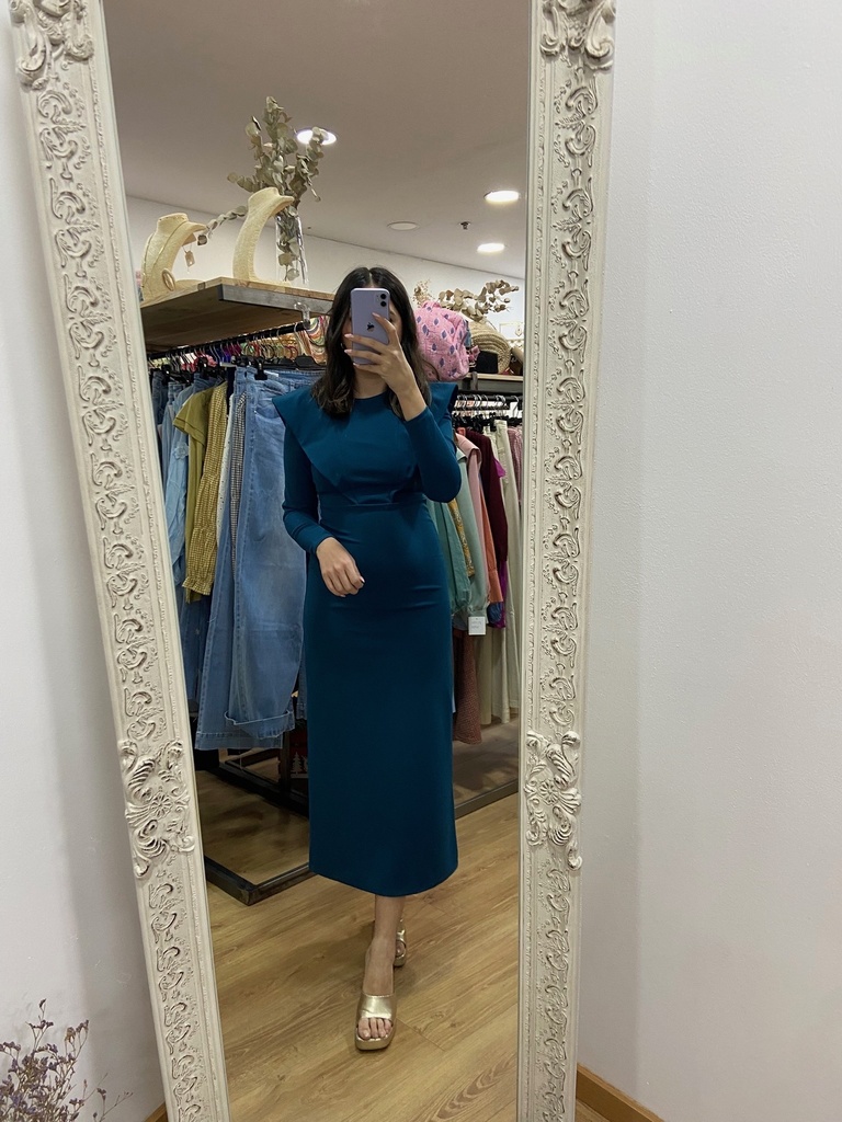 vestido liso manga 