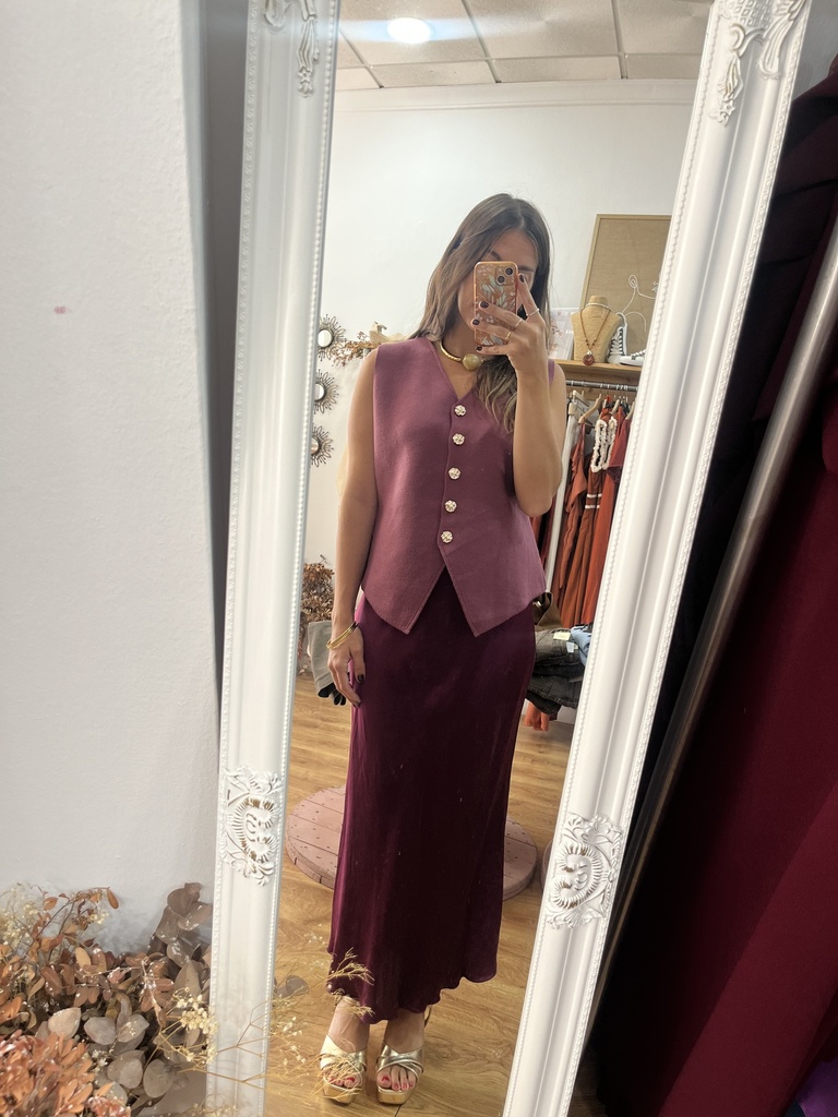 [91257berengena] Falda Satinada lisa (Berengena)