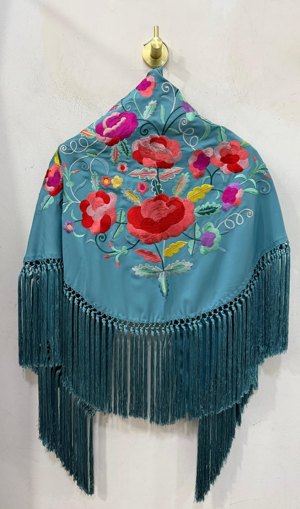 [270039azulceleste] Manton Flamenca Retama (Azulceleste)