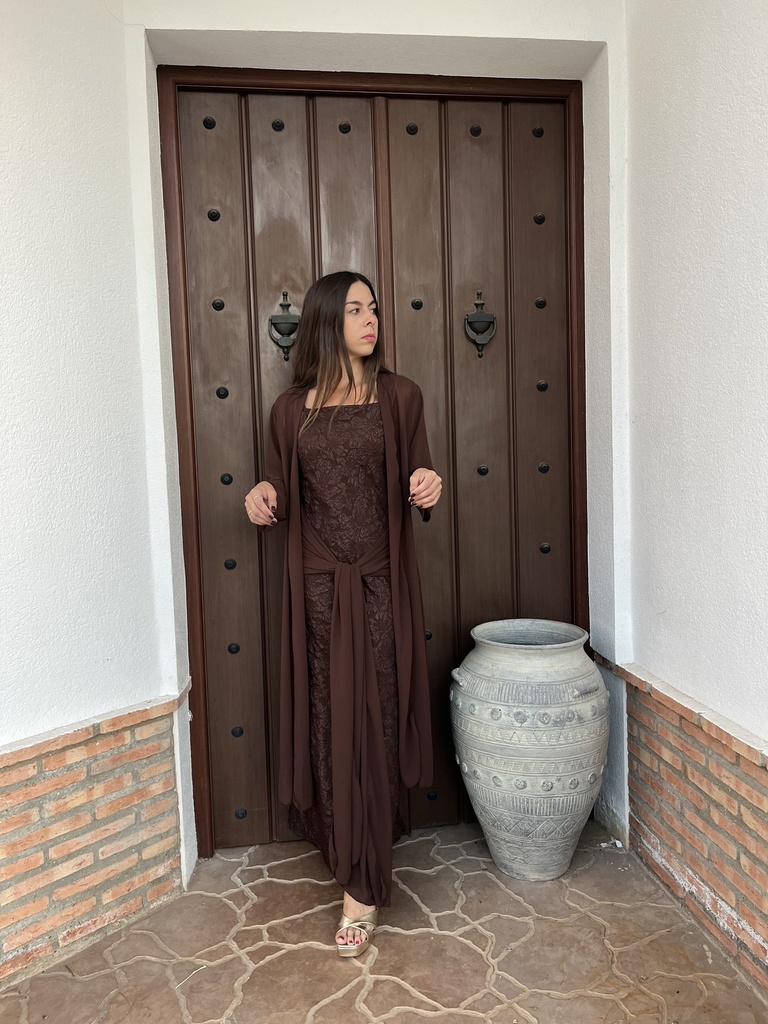 [10397marron] vestido + kaftane (Marron)