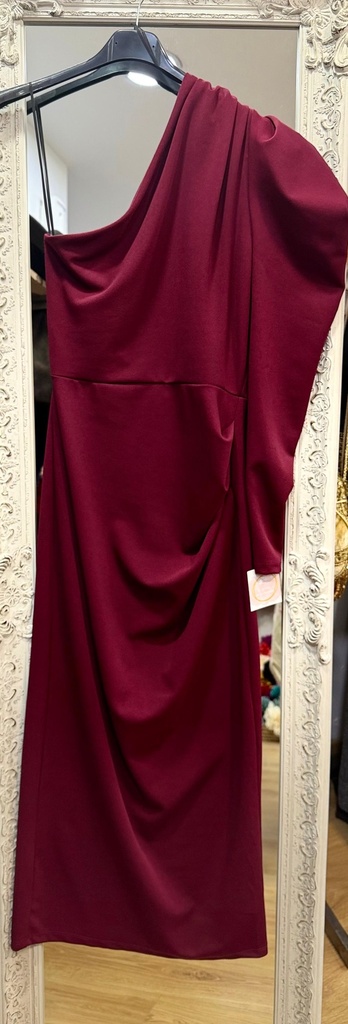 [5012burdeos] Vestido Asimetrico Liso (Burdeos1)