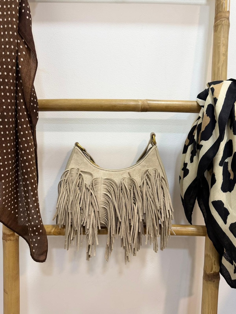 [5711beige1] Bolso flecos