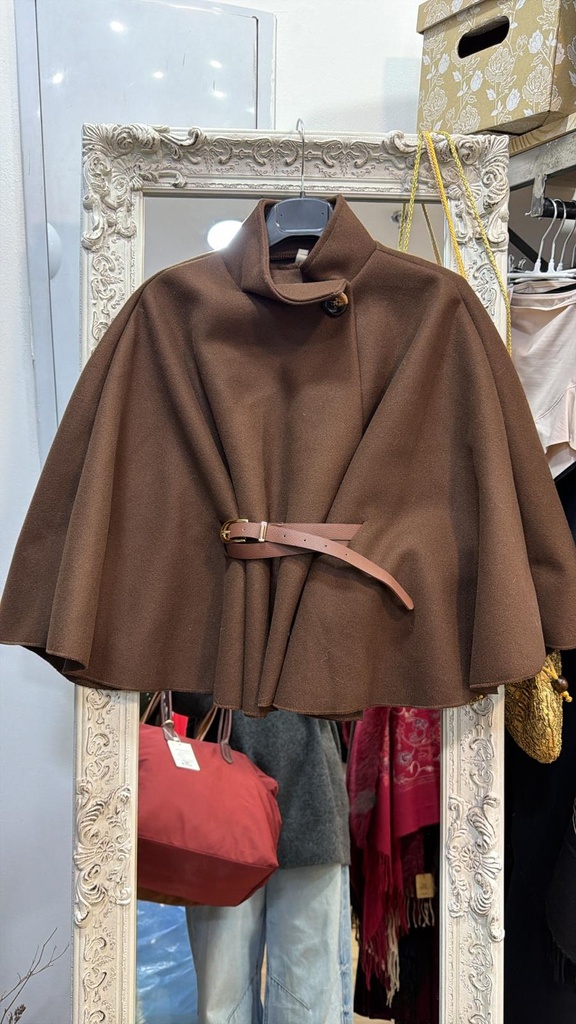 Poncho liso Cinturón (Marron)