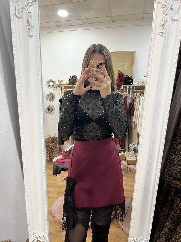 [10483burdeos1] Falda lencero (Burdeos1)