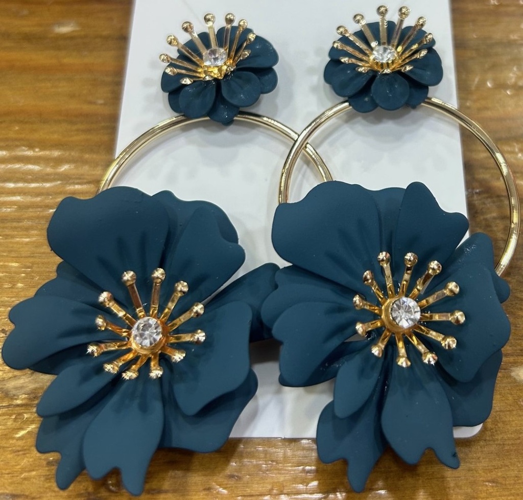 [p2998azulpetroleo] pendiente f flor (Azul petróleo)