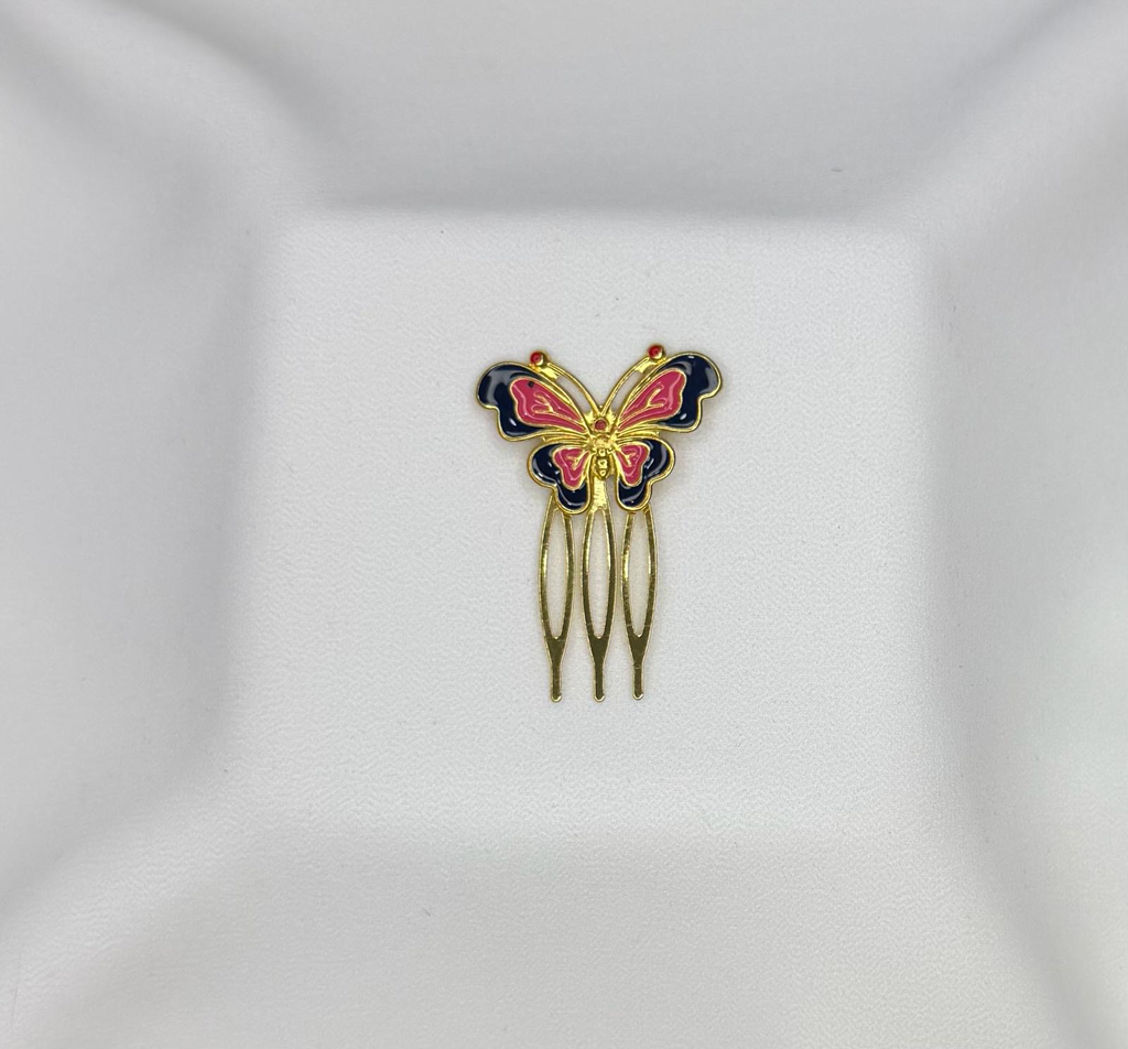 [15015rosa1] peineta mariposa color (Rosa1)