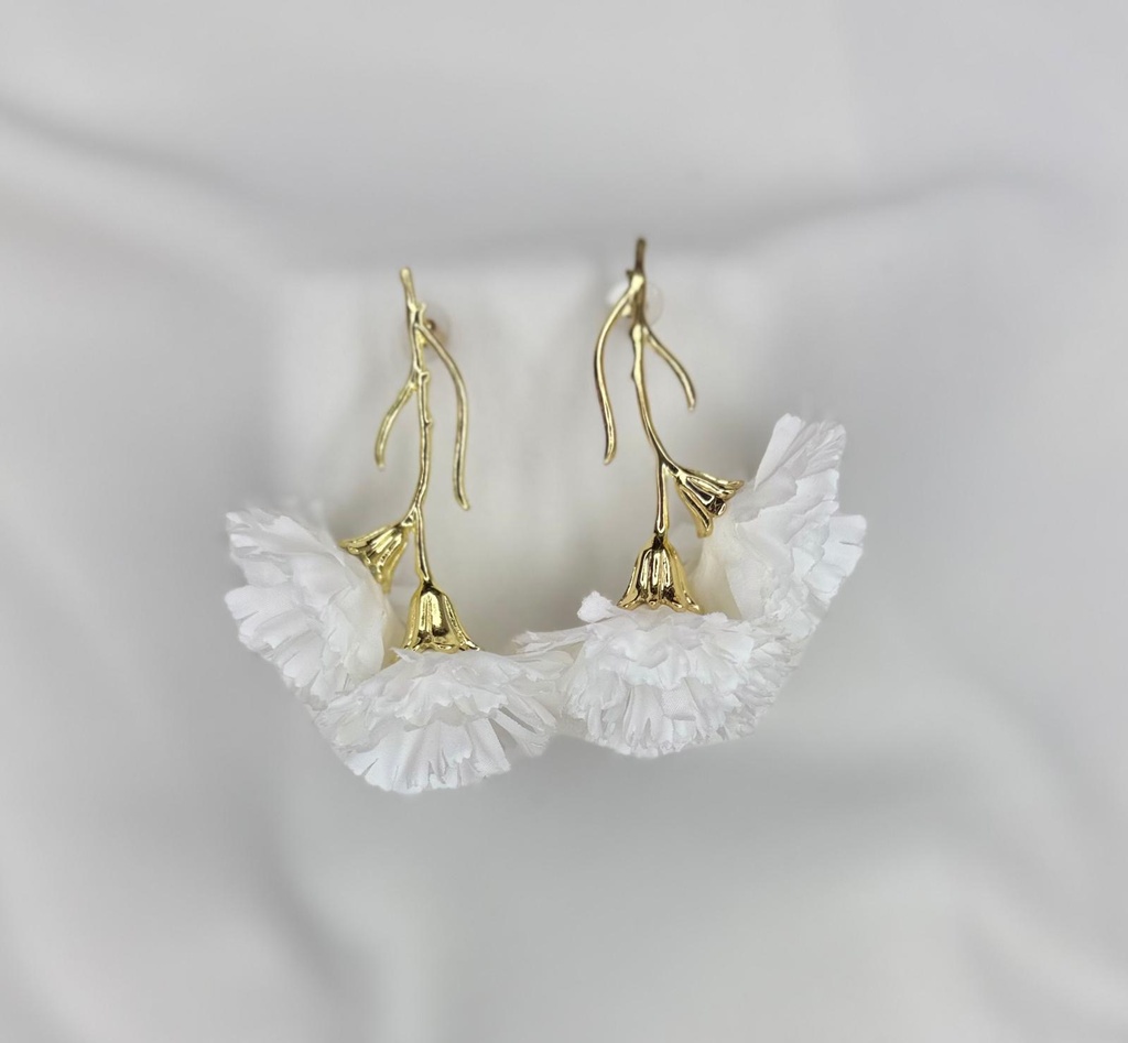 [p3228blanco] Pendiente f rama clavel (Blanco)