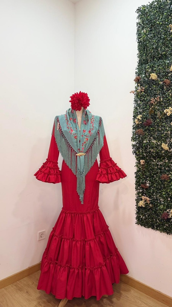 [3025110] vestido f Carmela liso rojo