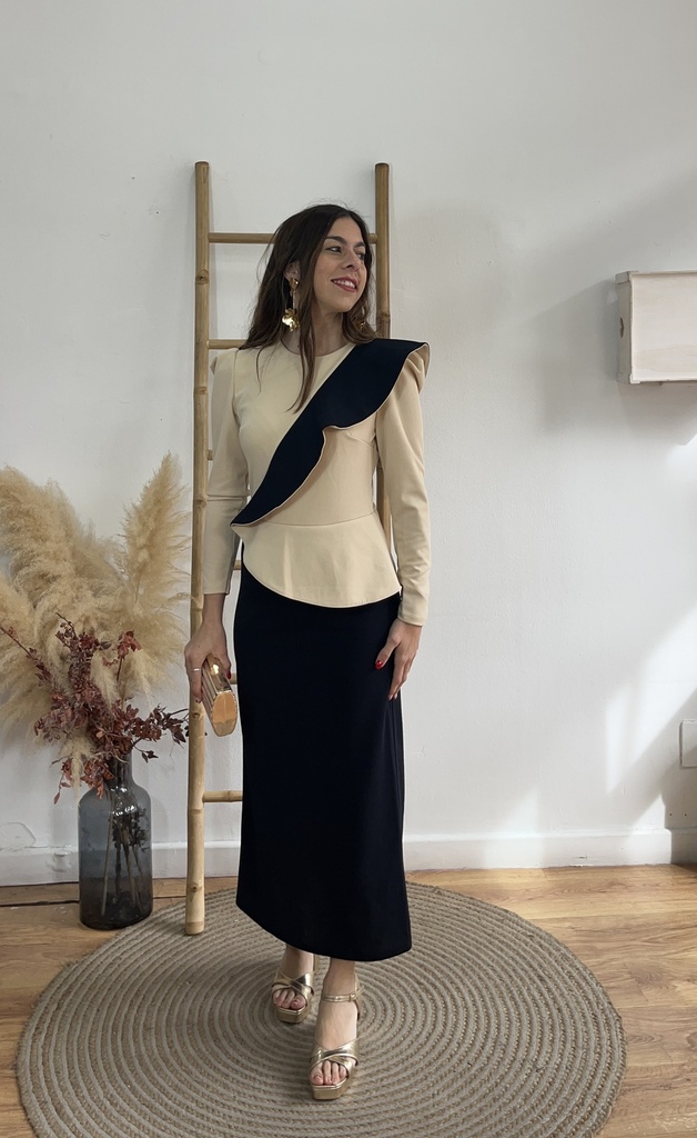 [9068azulmarino] vestido Susana Bicolor (Azul Marino)