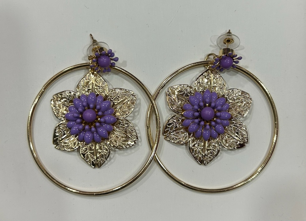 [p1090Malva] pendiente f flor colores (Malva)