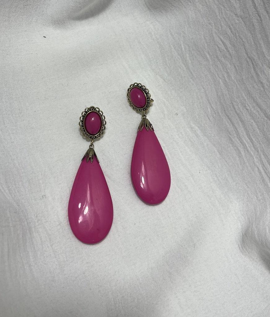 [201322rosa1] pendiente f lagrima grande (Rosa1)