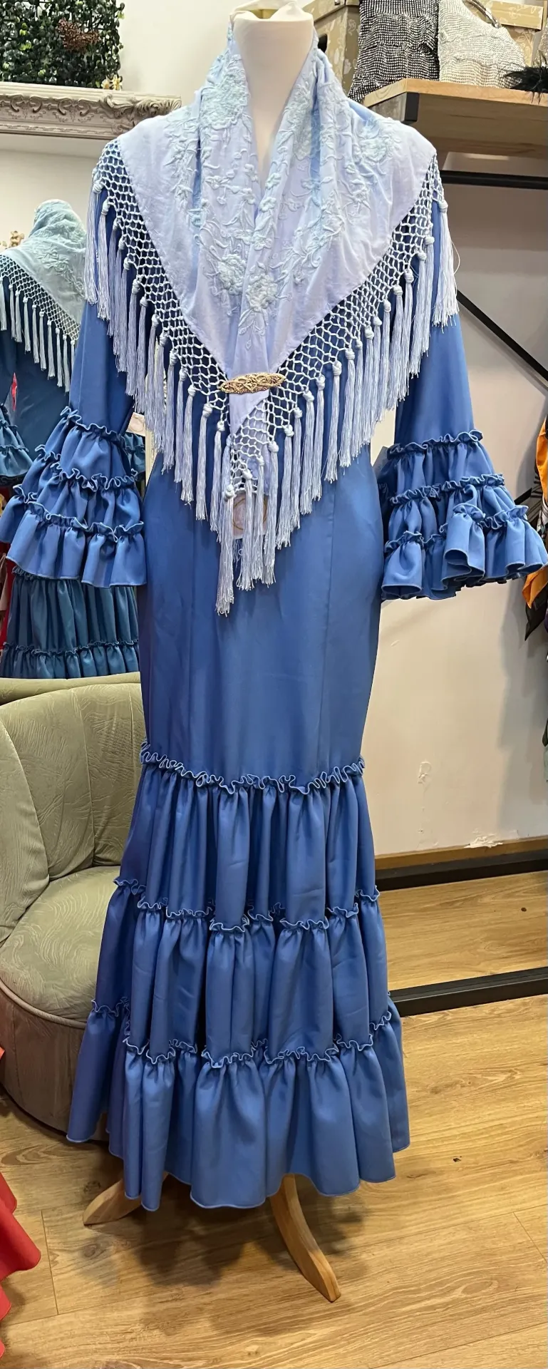 Vestido f carmela liso azul