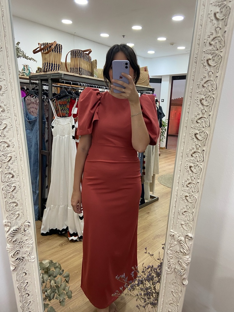 vestido liso manga 