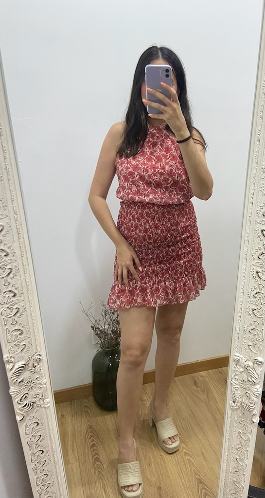 vestido corto lazo cuello