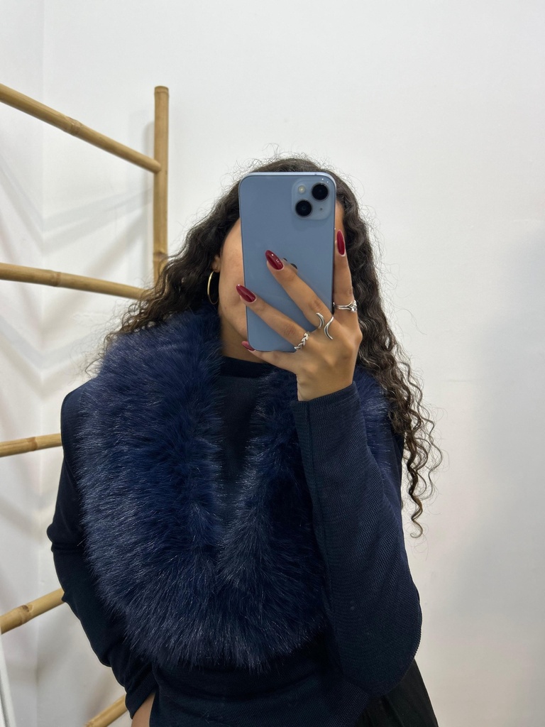 [270026azulmarino] bufanda cuello pelo (Azul Marino)
