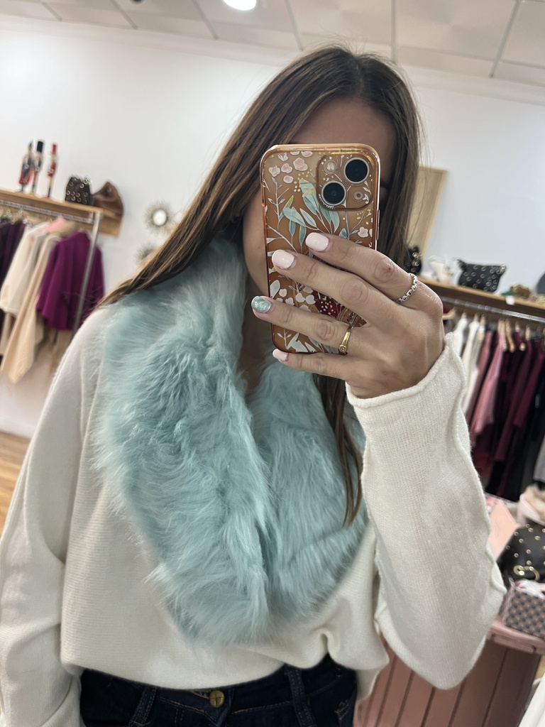 [qq93azulclaro] bufanda cuello pelo  (Azul claro)