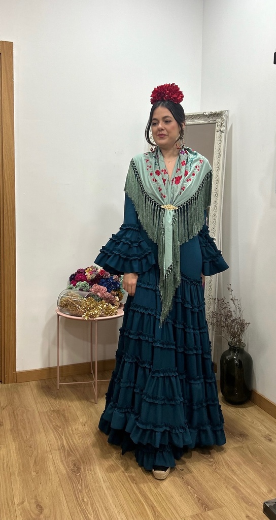 [17660azulpetroleo1] Vestido flamenca Lola (Azul petróleo, 1)