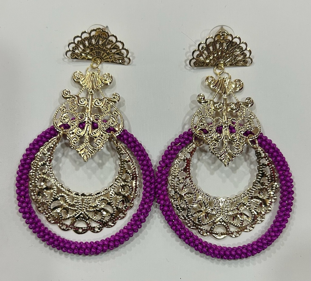 [p2569buganvilla] pendiente f aro bolitas (Buganvilla)