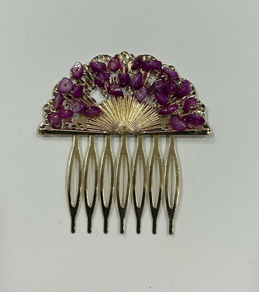 [d0121buganvilla] peineta abanico piedras (Buganvilla)