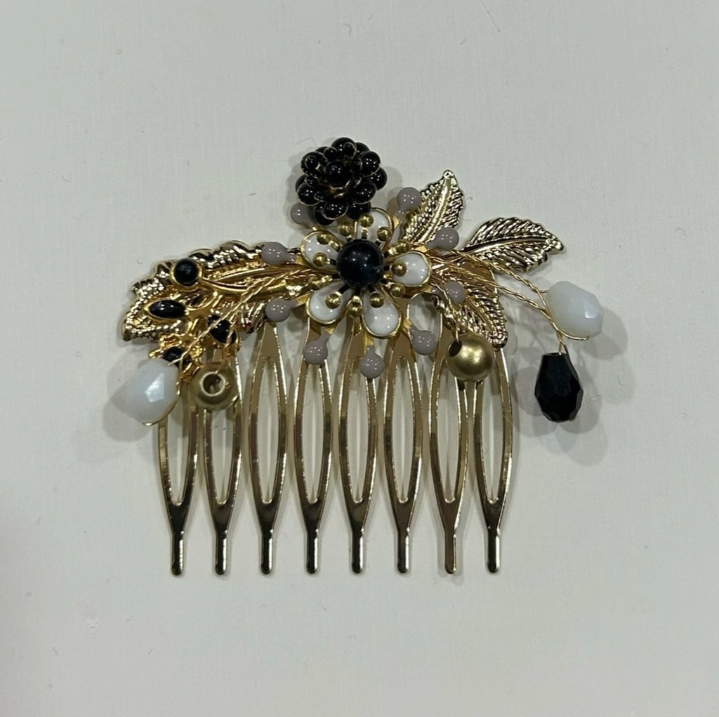 [d0081negro] peineta flores (Negro)