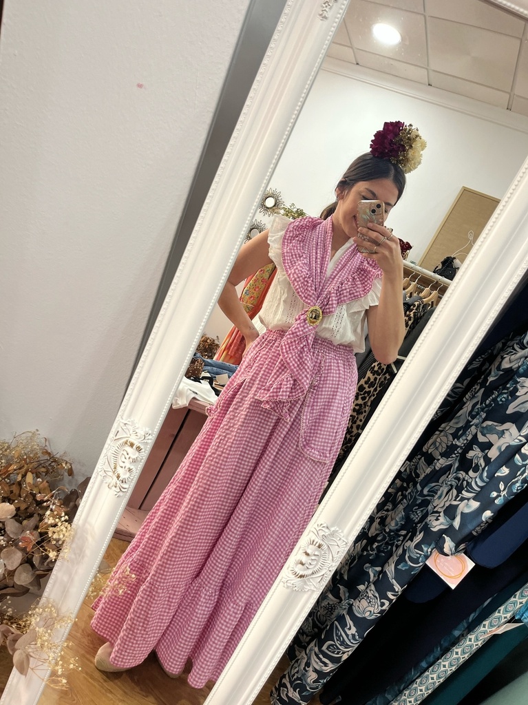 falda rociera vichy pico