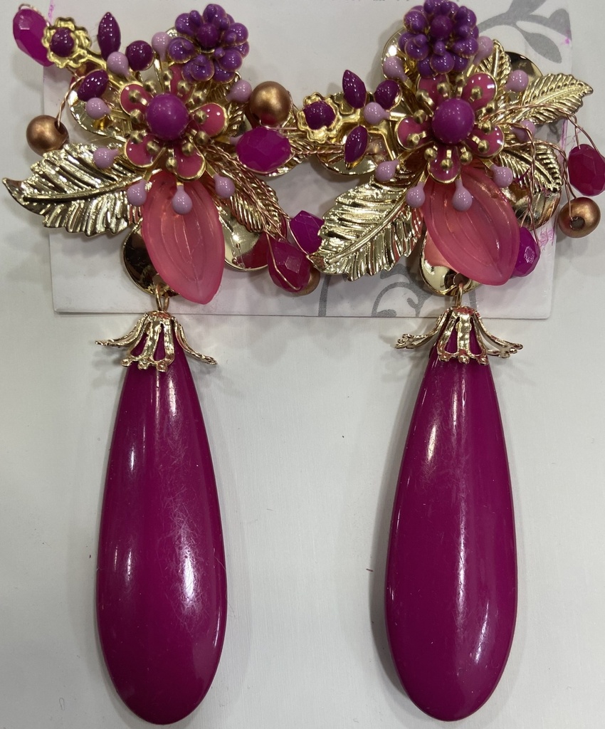 pendiente f flores lagrima