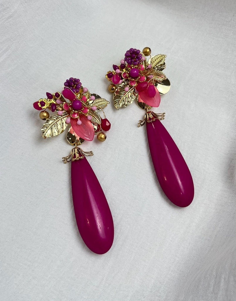 pendiente f flores lagrima