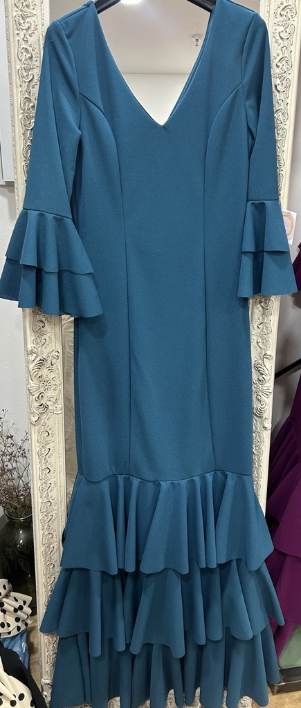 [7119azulpetroleo1] vestido flamenca sevilla (Azul petróleo, 1)