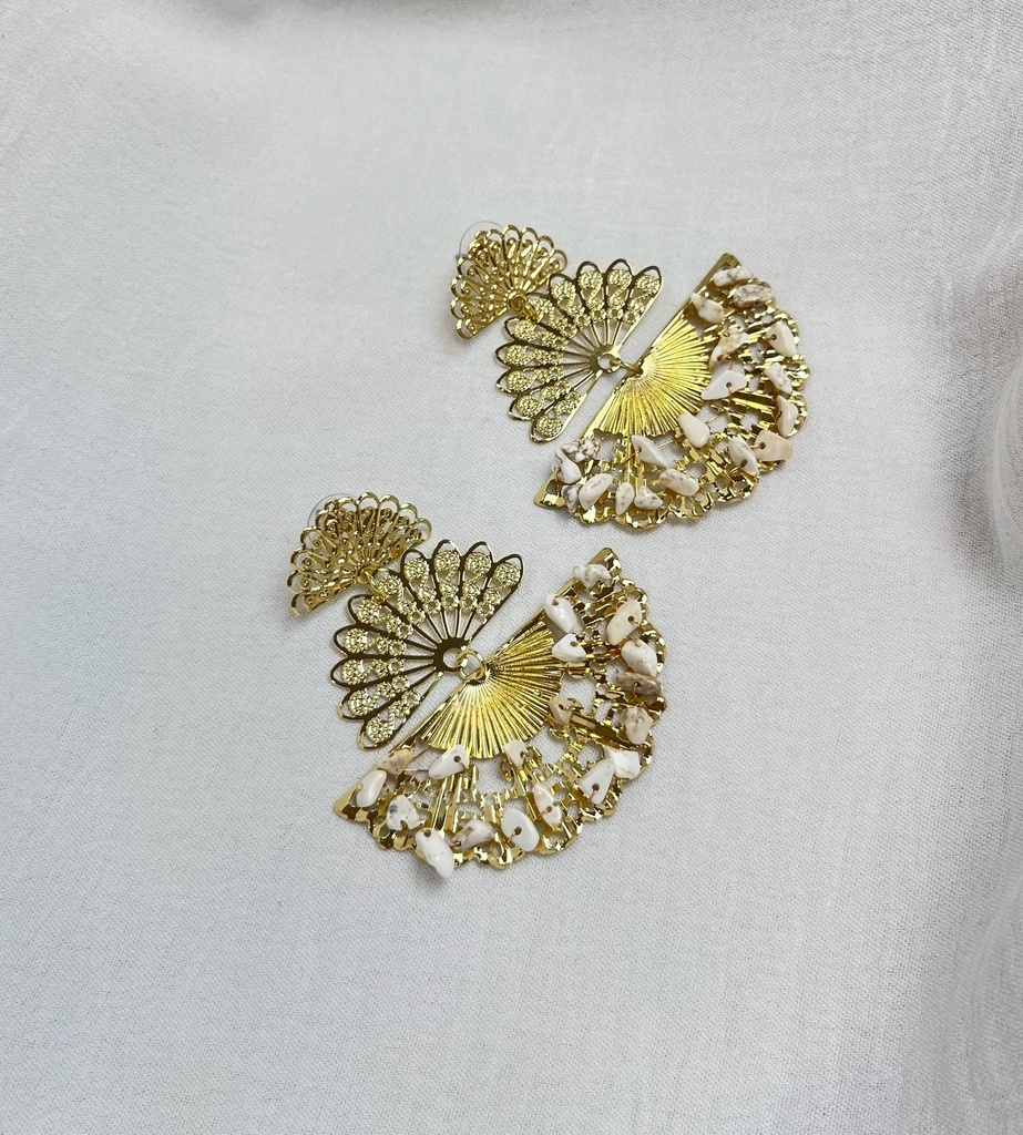 [p2558blanco] pendiente f abanico (Blanco)