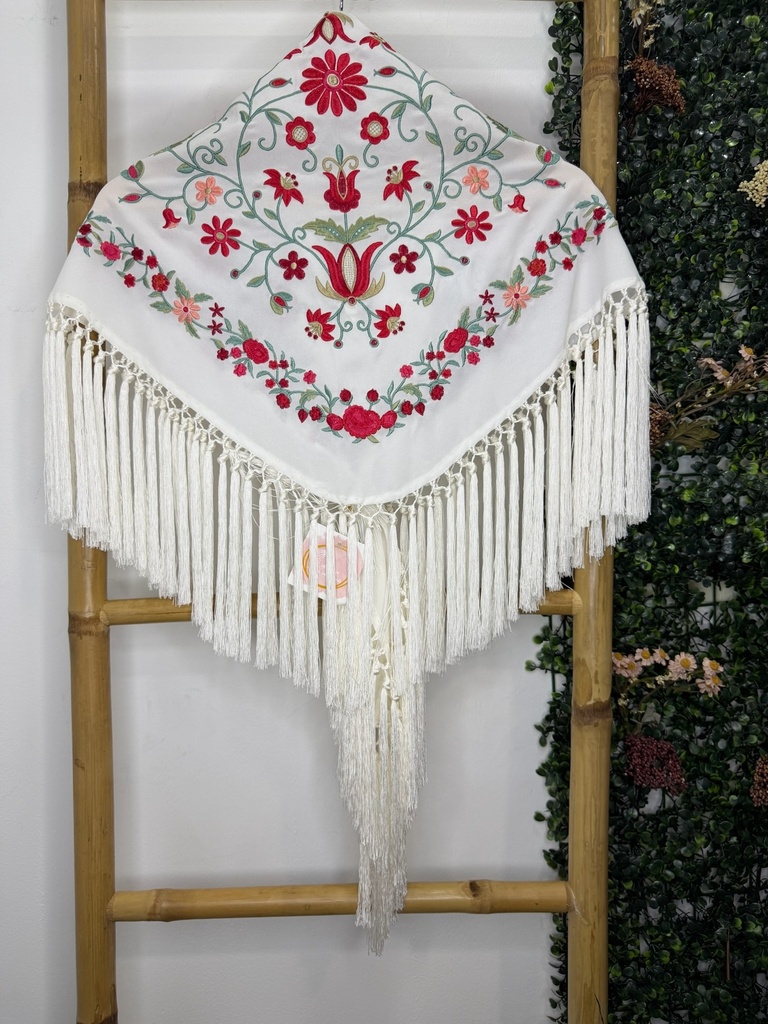 [112504blanco] Manton flamenca acebuche (Blanco)
