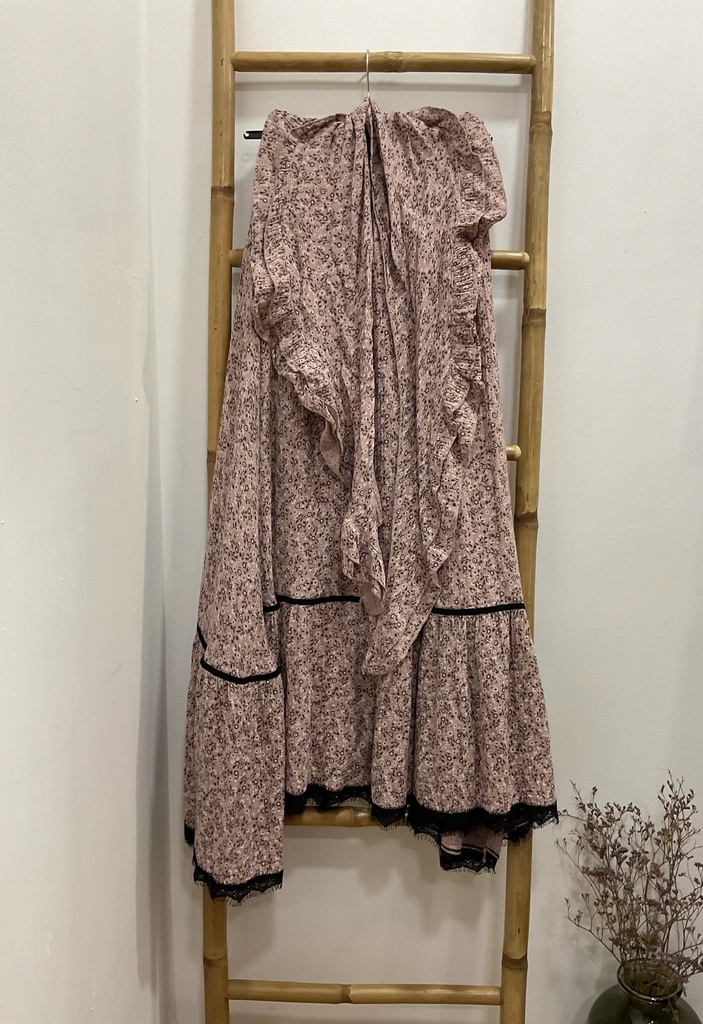 [70121rosa1] falda rociera con piquillo (Rosa1)