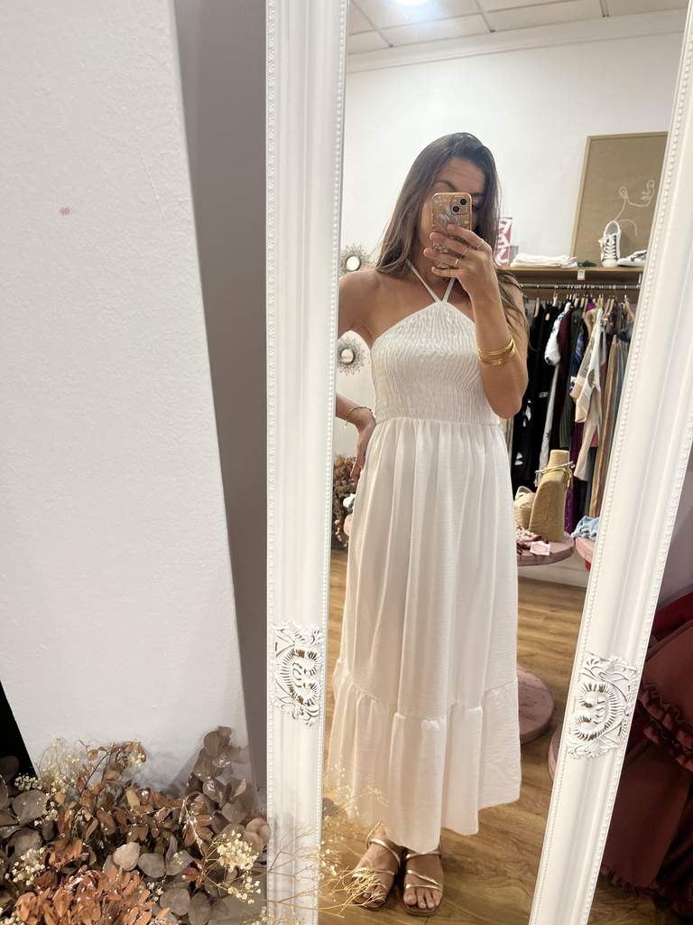 vestido fruncido pico