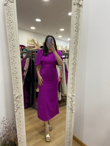 vestido liso manga 