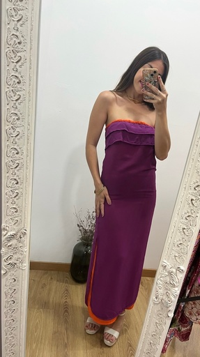 Vestido palabra de honor gasa