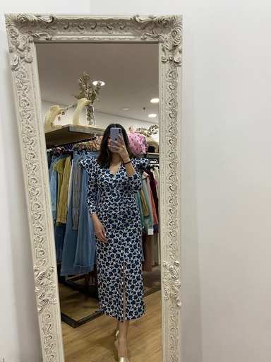 Vestido estampado manga pico