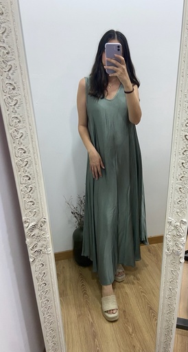 [6084] vestido raso