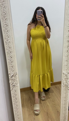 vestido fruncido pico
